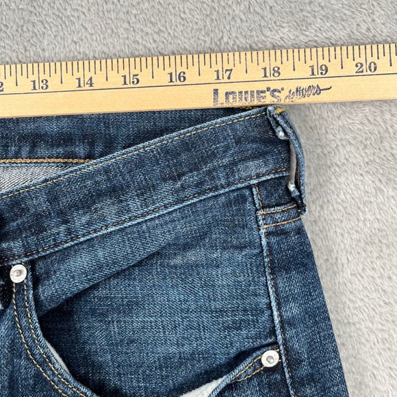 Levi Strauss 501 Mens Dark Wash Button Fly Straight Leg Jeans W38 L32 - Picture 9 of 10